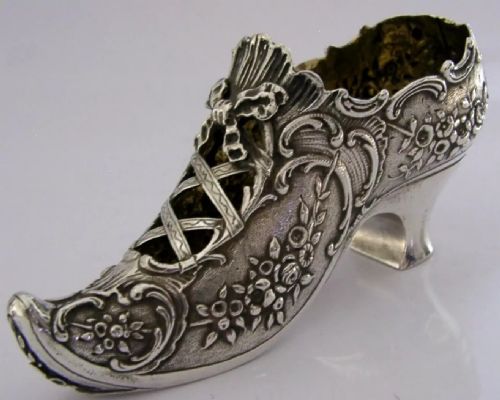 Rare Large Chester Hanau Sterling Silver Shoe Dish 1896 Novelty Antique