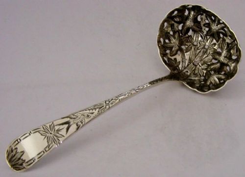 Rare English Sterling Silver Birds Sugar Sifter Spoon 1792 Antique 34g Bateman