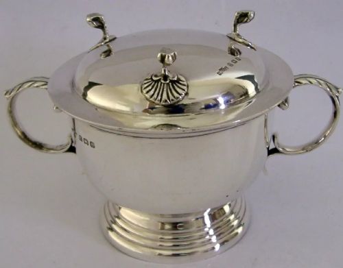 Asprey Sterling Silver Lidded Bowl Cup & Cover Porringer 1918 Antique 230g