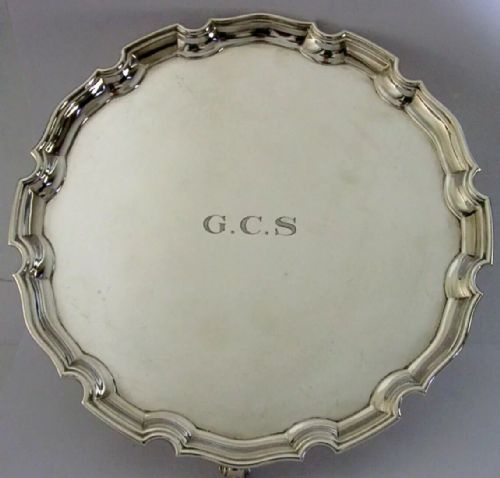 Stunning English Solid Sterling Silver Salver 560g Drinks Tray 1966 Barware 10in