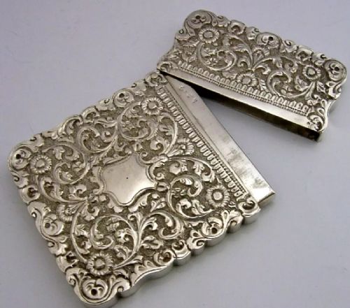Stunning Indian Solid Silver Card Case C1880 Antique 100g Kutch