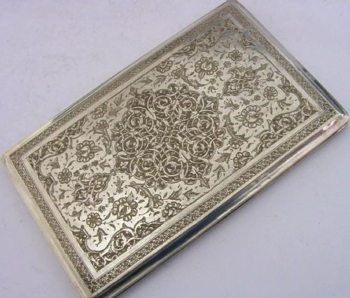 Stunning Eastern Solid Silver Cigarette Case C1920 Antique 176g