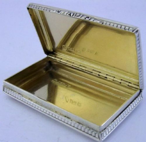 Rare Nathaniel Mills English William IV Sterling Silver Snuff Box 1838 Antique