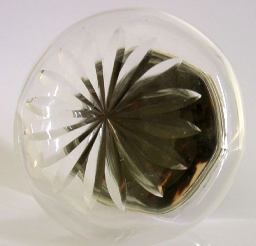 STERLING SILVER CUT GLASS FAUX TORTOISESHELL POT JAR 1925 ART DECO - ADDITIONAL PHOTO 6