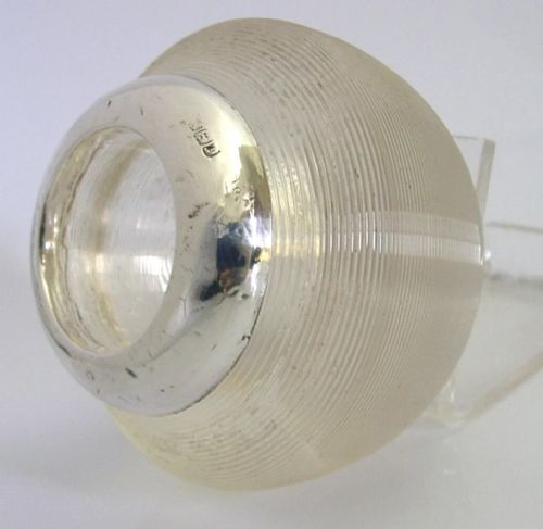 UNUSUAL SHAPE STERLING SILVER RIBBED GLASS MATCHSTRIKER 1904 HEAVY 318G - ADDITIONAL PHOTO 1