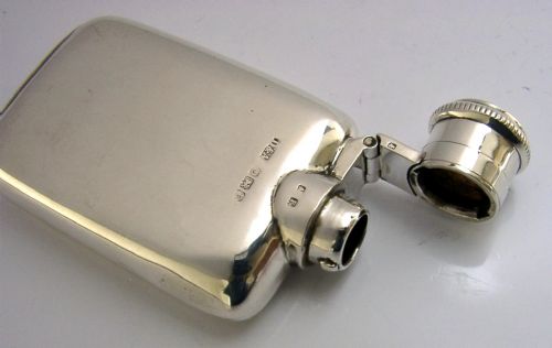 NICE QUAITY ART DECO STERLING SILVER SPIRIT HIP FLASK 1930 HUNTING SHOOTING - ADDITIONAL PHOTO 3