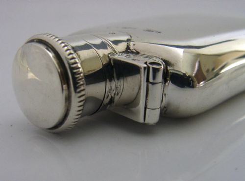 NICE QUAITY ART DECO STERLING SILVER SPIRIT HIP FLASK 1930 HUNTING SHOOTING - ADDITIONAL PHOTO 4