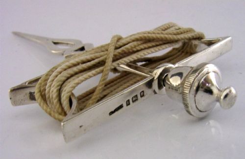 RARE ENGLISH SOLID STERLING SILVER MANSONIC STRING LINE SKIRRET 1923 ANTIQUE 78G - ADDITIONAL PHOTO 11