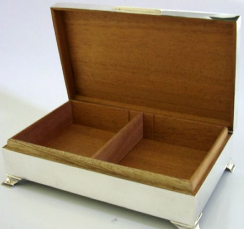 MINT STILL BOXED ENGLISH STERLING SILVER TABLE CIGARETTE CIGAR BOX 1963 346G - ADDITIONAL PHOTO 1