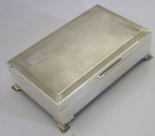 MINT STILL BOXED ENGLISH STERLING SILVER TABLE CIGARETTE CIGAR BOX 1963 346G - ADDITIONAL PHOTO 2