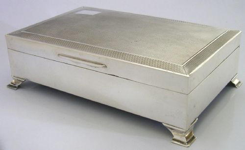 mint still boxed english sterling silver table cigarette cigar box 1963 346g - CATEGORY: ANTIQUE SILVER - DATED 1960