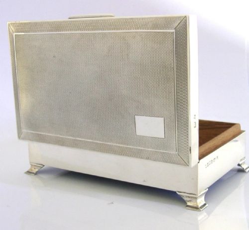 MINT STILL BOXED ENGLISH STERLING SILVER TABLE CIGARETTE CIGAR BOX 1963 346G - ADDITIONAL PHOTO 7