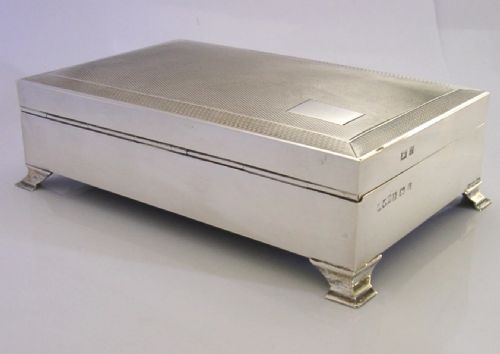MINT STILL BOXED ENGLISH STERLING SILVER TABLE CIGARETTE CIGAR BOX 1963 346G - ADDITIONAL PHOTO 8