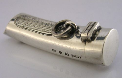 RARE VICTORIAN STERLING SILVER COMBINATION WHISTLE VESTA CASE 1895 ANTIQUE - ADDITIONAL PHOTO 2