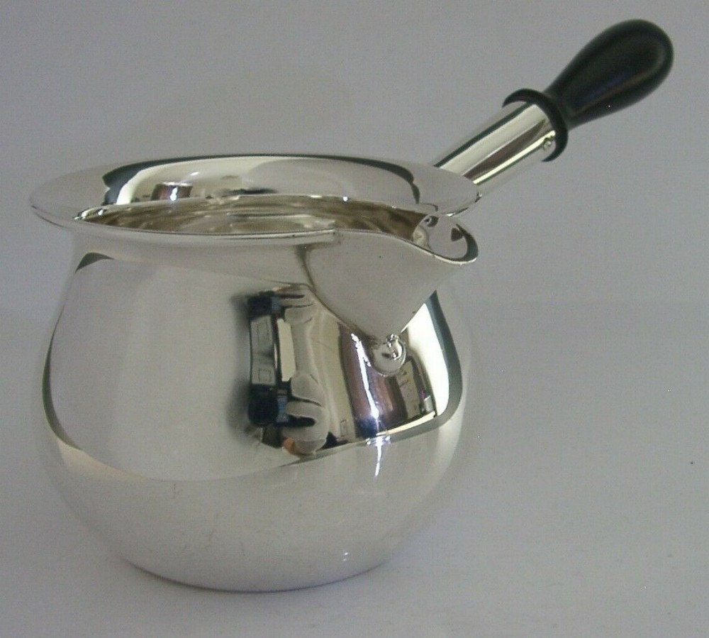QUALITY ENGLISH SOLID STERLING SILVER BRANDY PAN 1930 HEAVY 122g BARWARE NORWICH