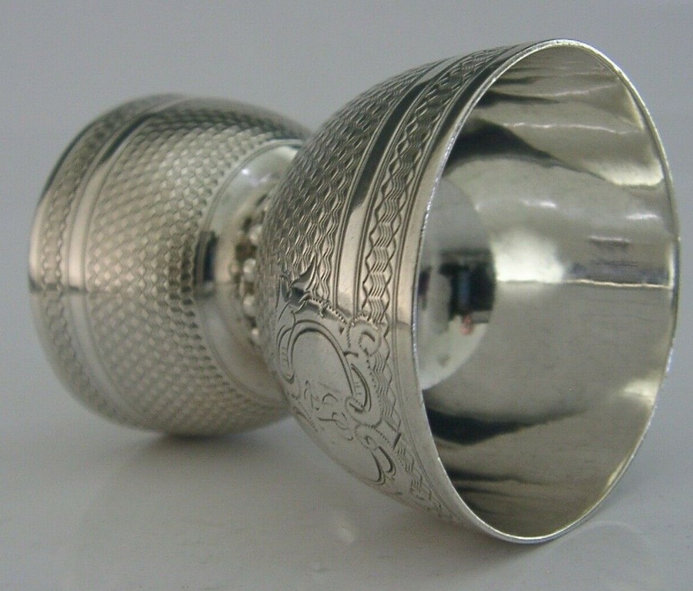 RARE BELGIUM? 800 SOLID SILVER DOUBLE EGG CUP c1900s BEAUTIFUL ANTIQUE