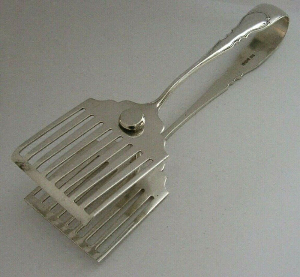 ENGISH SOLID STERLING SILVER SANDWICH SERVING TONGS 1926 ANTIQUE 126g