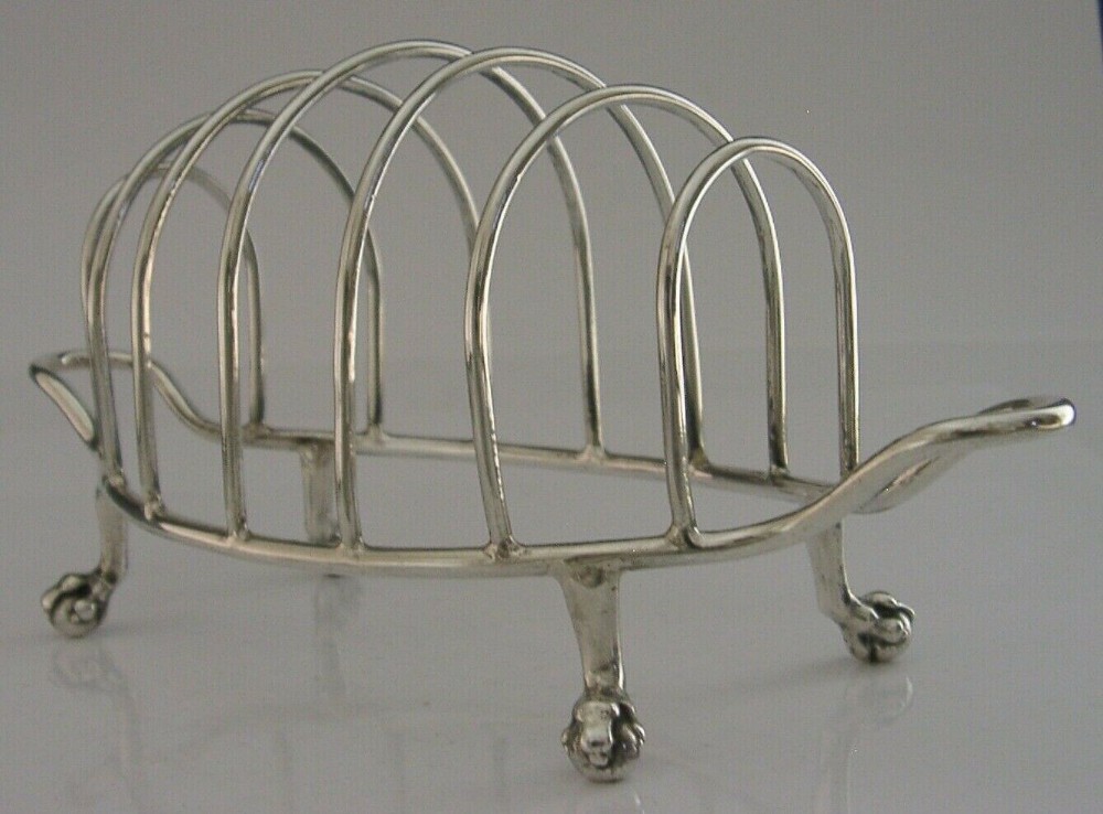 LARGE ENGLISH SOLID STERLING SILVER SIX SLICE TOAST RACK 1912 ANTIQUE 122g