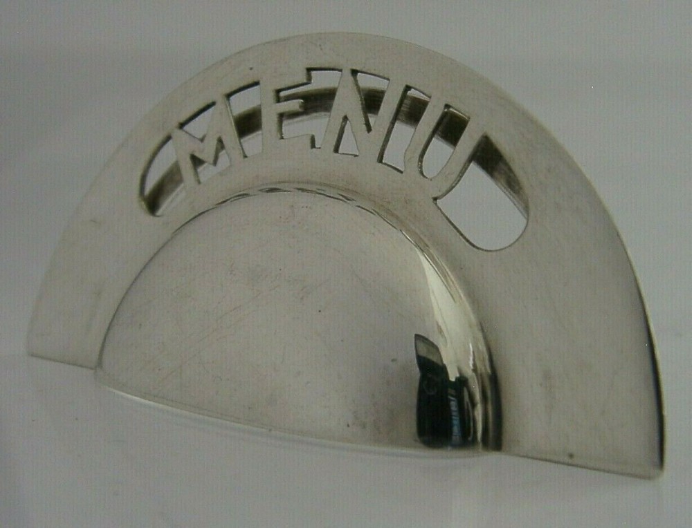ENGLISH SOLID STERLING SILVER ART DECO CARD MENU HOLDER 1909 ANTIQUE