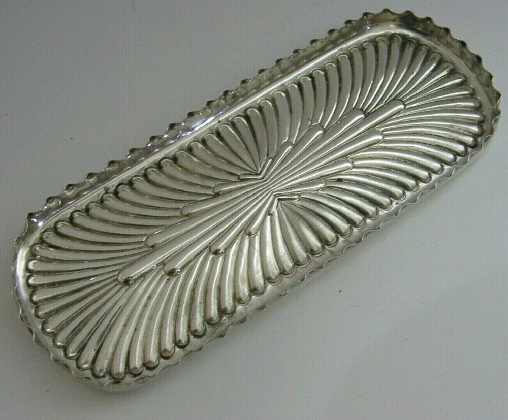 STUNNING ENGLISH VICTORIAN SOLID STERLING SILVER PEN TRAY 1889 DESK ANTIQUE