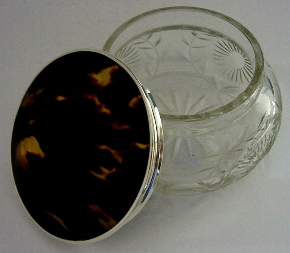 SUPERB ENGLISH SOLID STERLING SILVER LARGE POT BOX JAR 1934 ANTIQUE 244g