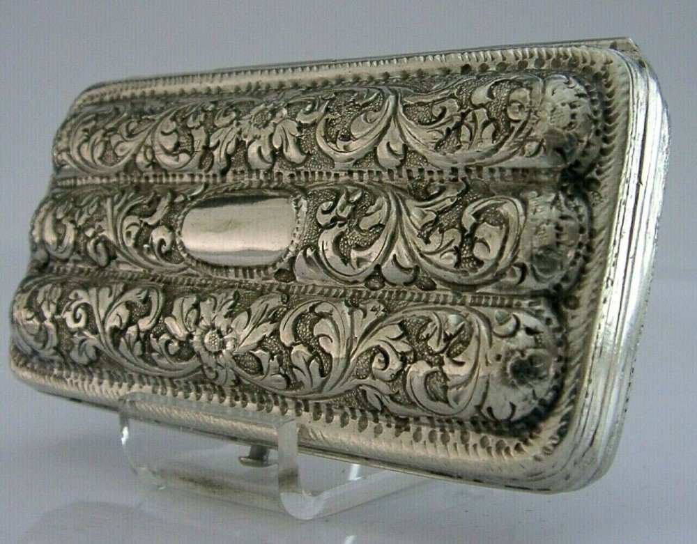 BEAUTIFUL ANGLO INDIAN SOLID SILVER CIGAR CASE c1890 ANTIQUE 120g