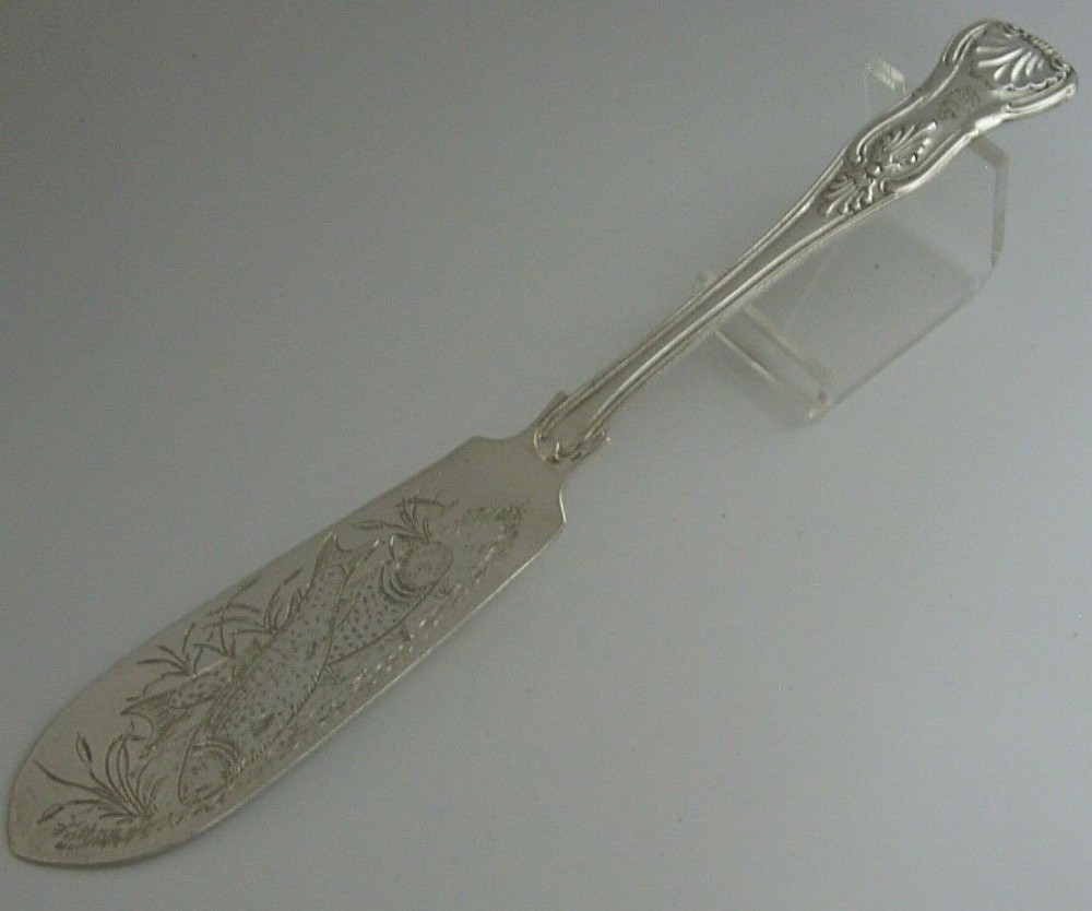 RARE DORSETSHIRE 39th REGIMENT MILITARY SOLID STERLING SILVER FISH SERVER 1863
