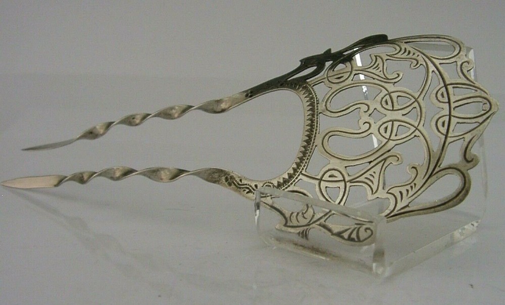 BEAUTIFUL ENGLISH STERLING SILVER HAIR SLIDE COMB ART NOUVEAU ANTIQUE 1903