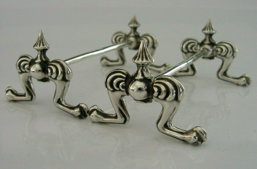 ART NOUVEAU ENGLISH SOLID STERLING SILVER CUTLERY RESTS 1898 VICTORIAN 38g