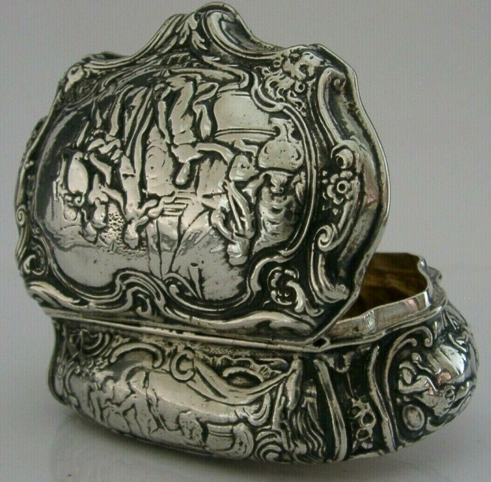 SUPER SOLID STERLING SILVER TABLE SNUFF TRINKET BOX 1899 VICTORIAN ANTIQUE 132g