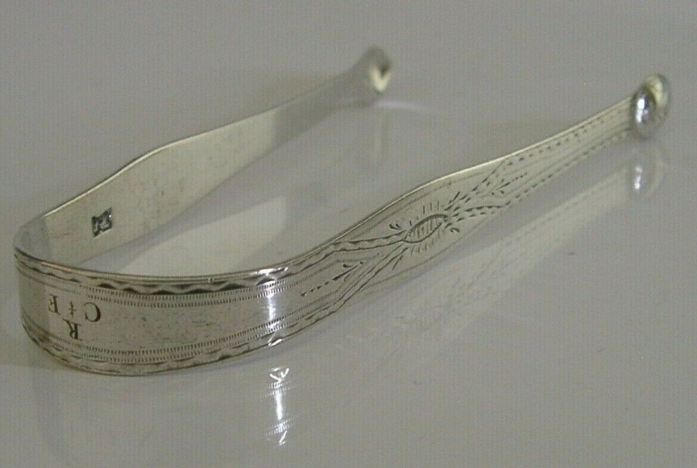 GEORGIAN SOLID STERLING SILVER SUGAR TONGS c1770-1780 ANTIQUE HESTER BATEMAN