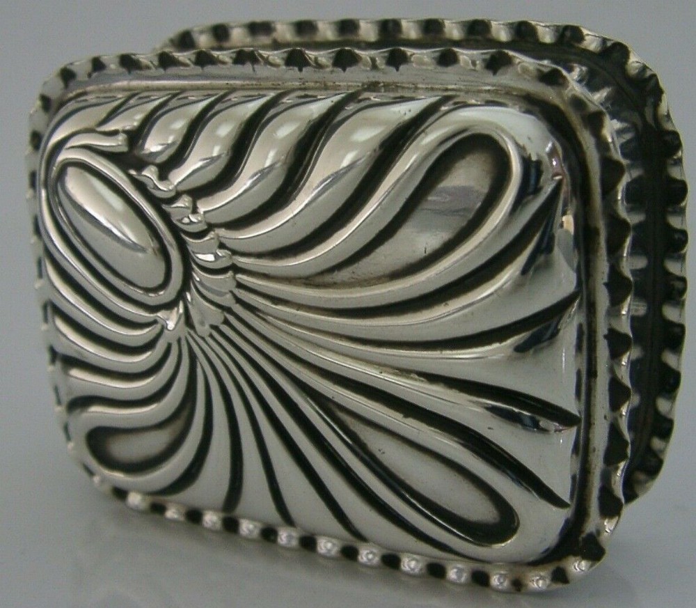 TOP QUALITY ENGLISH SOLID SILVER PILL SNUFF TRINKET BOX VICTORIAN ANTIQUE 1893