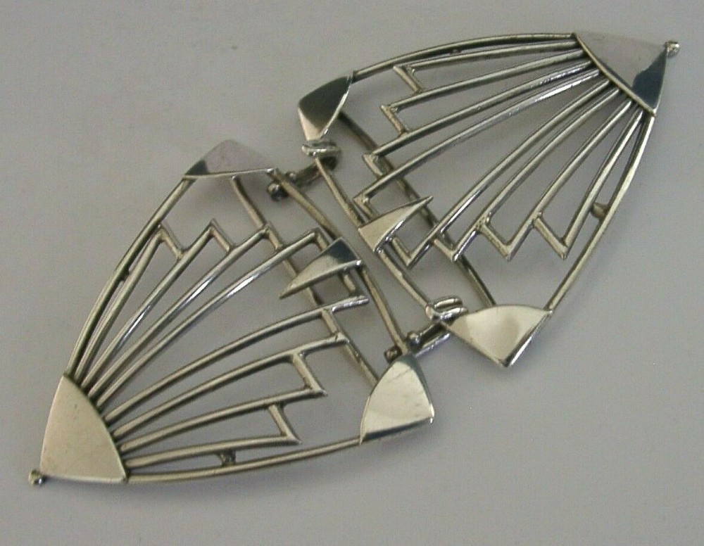 ART DECO VERY STYLISH SOLID STERLING SILVER BELT NURSES BUCKLE c1950