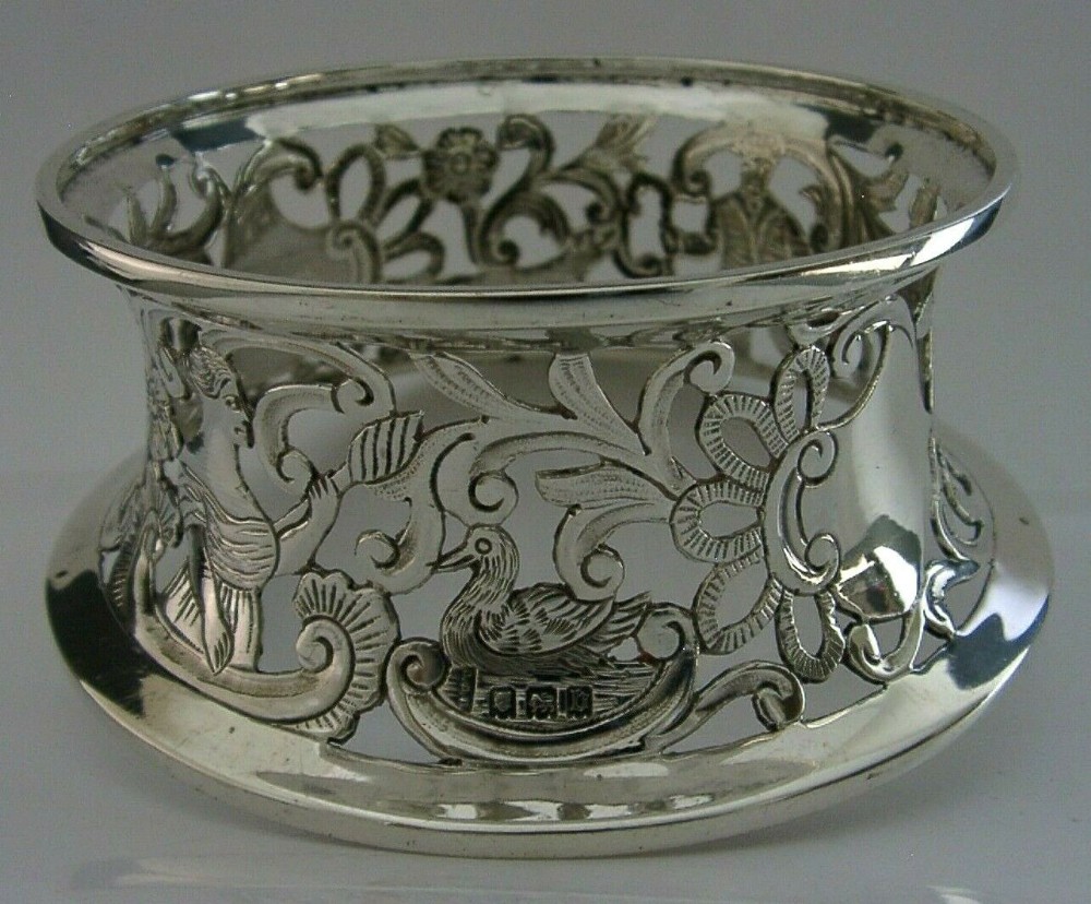 RARE ENGLISH SOLID STERLING SILVER POTATO DISH RING LONDON 1917 ANTIQUE