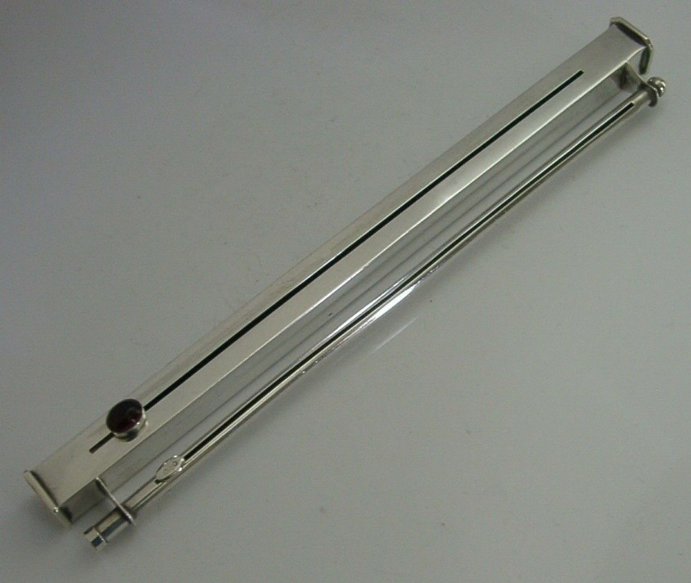 RARE GEM SET STERLING SILVER SEALING WAX WICK HOLDER 1904 ANTIQUE DESK ANTIQUE