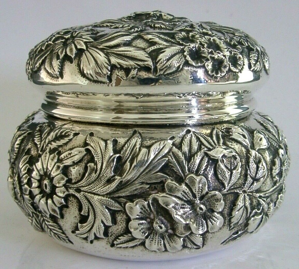 SUPERB LARGE AMERICAN STERLING SILVER POT BOX TEA CADDY S KIRK c1900 HEAVY 224g