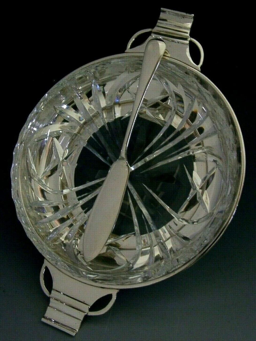 ART DECO ENGLISH SOLID STERLING SILVER AND GLASS BUTTER DISH 1936/37