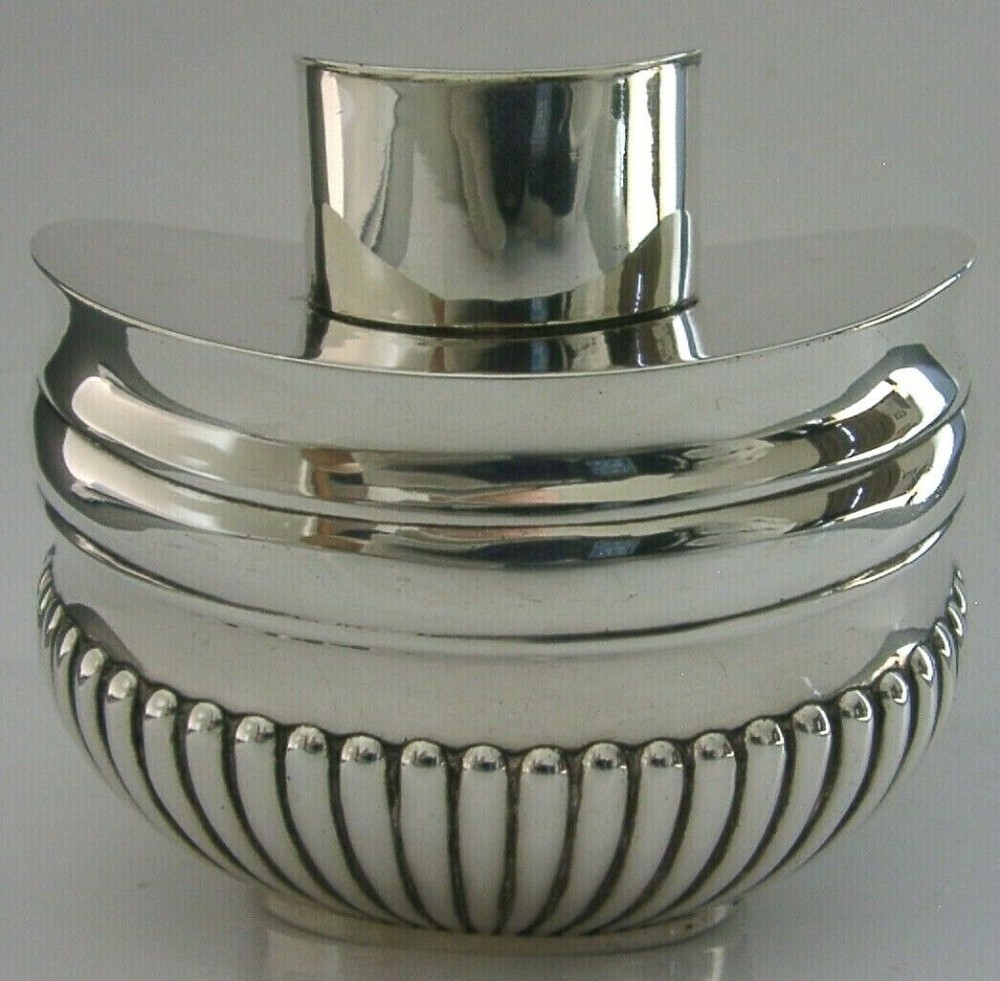 ELEGANT ENGLISH STERLING SILVER TEA CADDY BOX 1905 ANTIQUE HEAVY 152g
