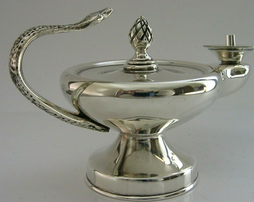 WONDERFUL SOLID STERLING SILVER SERPENT SNAKE CIGAR TABLE LIGHTER 1902 ANTIQUE