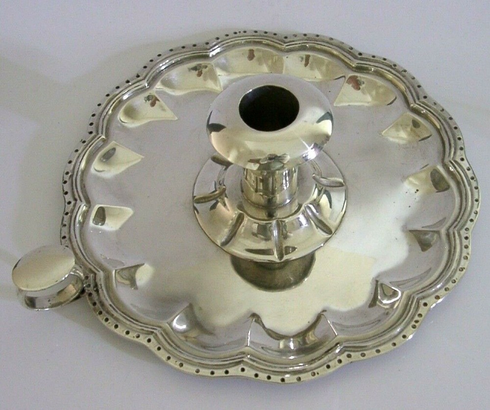 HUGE HEAVY MEXICAN SOLID STERLING SILVER CHAMBERSTICK CANDLESTICK HOLDER 366g