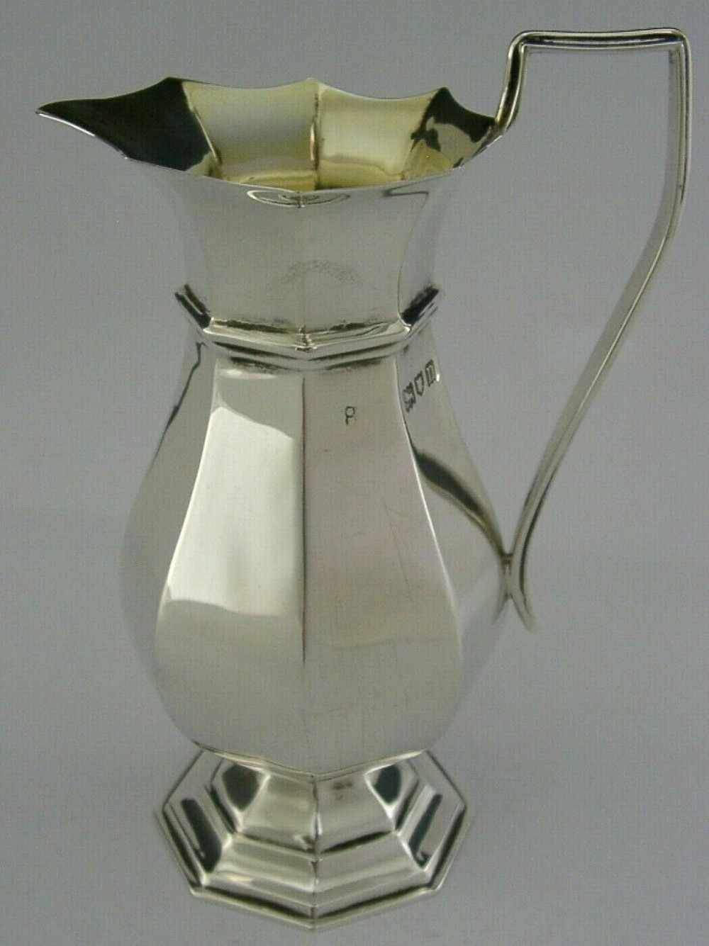LARGE ENGLISH EDWARDIAN SOLID STERLING SILVER CREAM JUG 1908 ANTIQUE 86g SUPERB