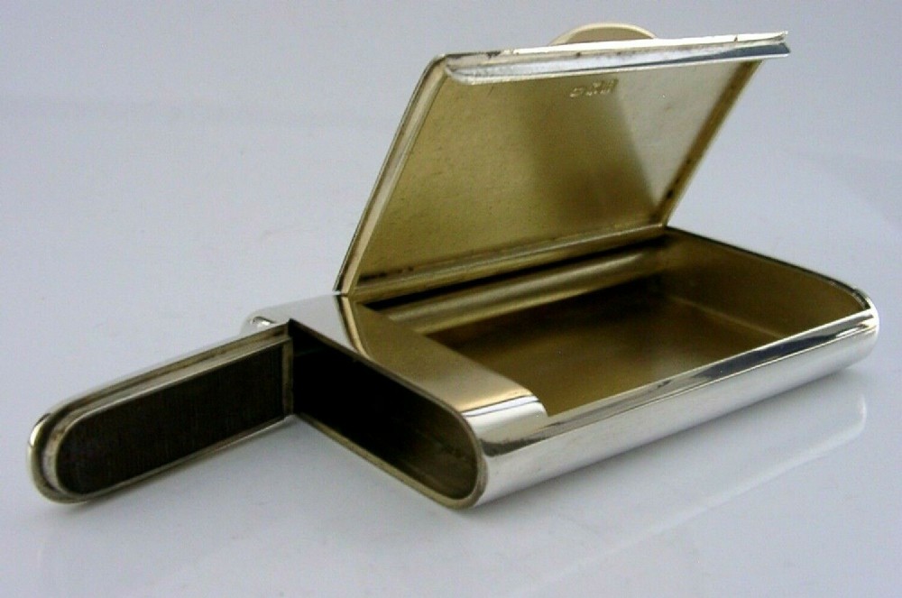 RARE ENGLISH STERLING SILVER & GOLD COMBINATION CIGARETTE VESTA CASE WICK HOLDER