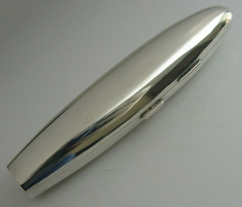 VERY STYLISH AUSTRIAN SOLID 900 SILVER CIGAR CASE TUBE c1920's ART DECO ANTIQUE