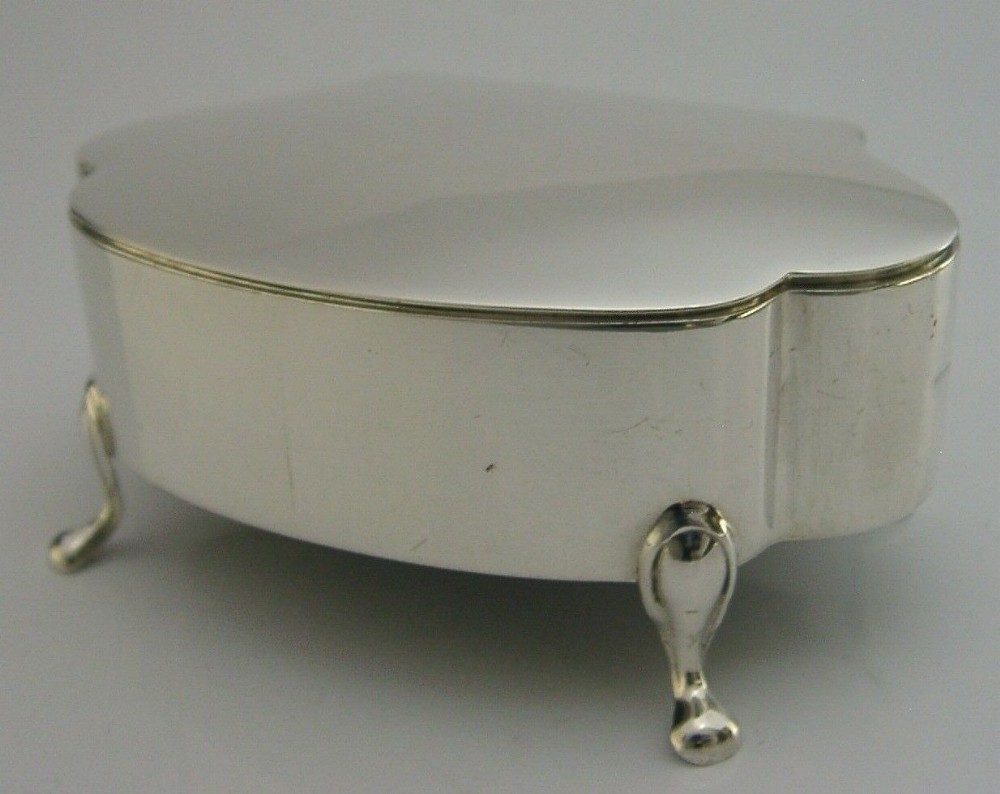 BEAUTIFUL ENGLISH SOLID STERLING SILVER JEWELLERY TRINKET BOX c1927 ANTIQUE