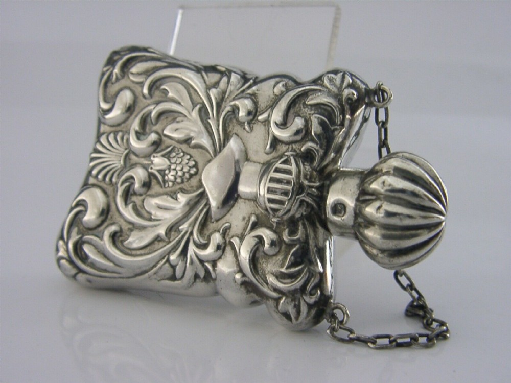 VICTORIAN RARE ENGLISH SOLID STERLING SILVER SCENT PERFUME BOTTLE 1890 ANTIQUE