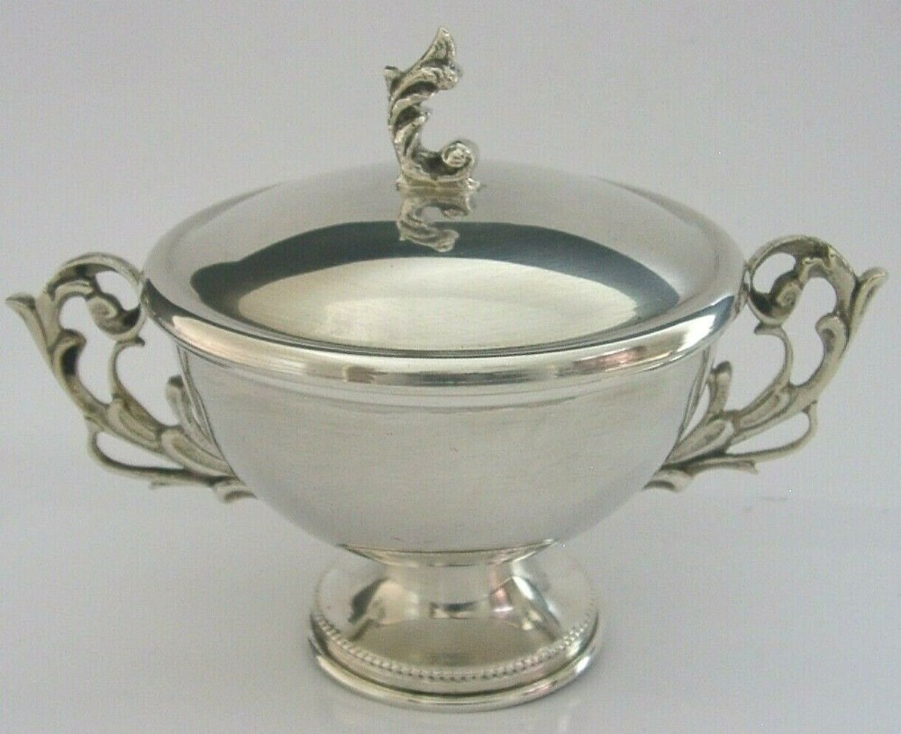 BEAUTIFUL ITALIAN SOLID SILVER SNUFF LIDDED SUGAR BONBON BOWL c1950s 108g