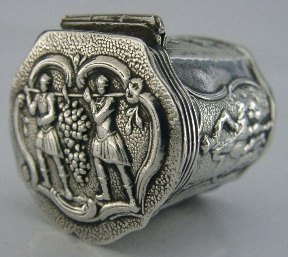 RARE DUTCH SOLID SILVER SNUFF PEPPERMINT PILL BOX 1884 ANTIQUE 20g VICTORIAN