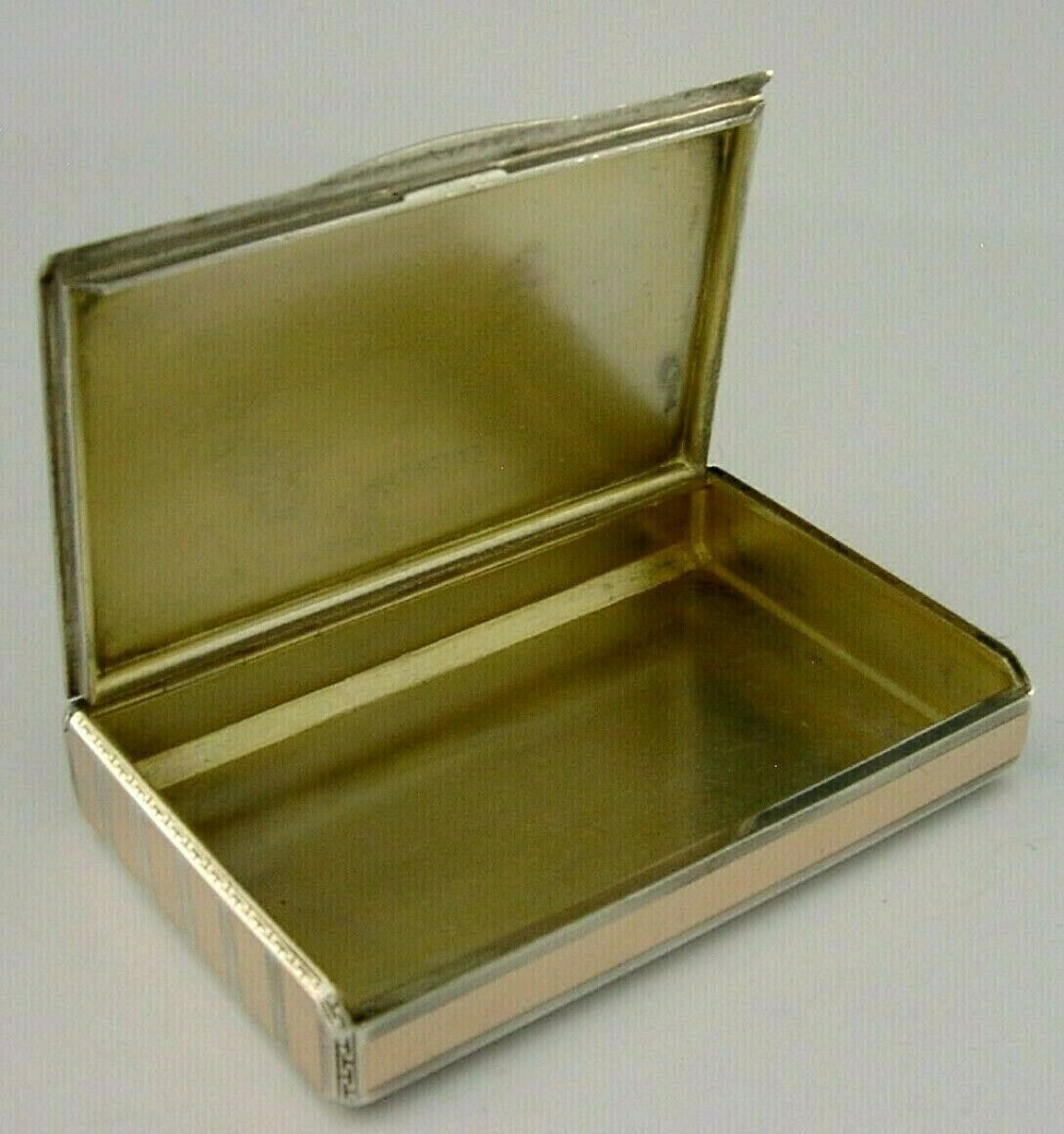 QUALITY ART DECO SOLID SILVER & ROSE GOLD BOX c1940s ANTIQUE ART DECO 144g