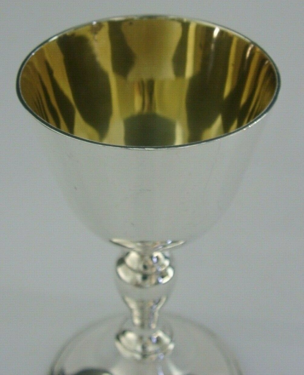 GOOD SIZE ENGLISH SOLID STERLING SILVER WINE GOBLET CHALICE 1918 BARWARE 116g