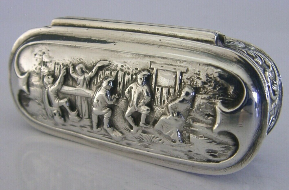 BEAUTIFUL DUTCH SOLID SILVER SNUFF TRINKET BOX c1910 ANTIQUE